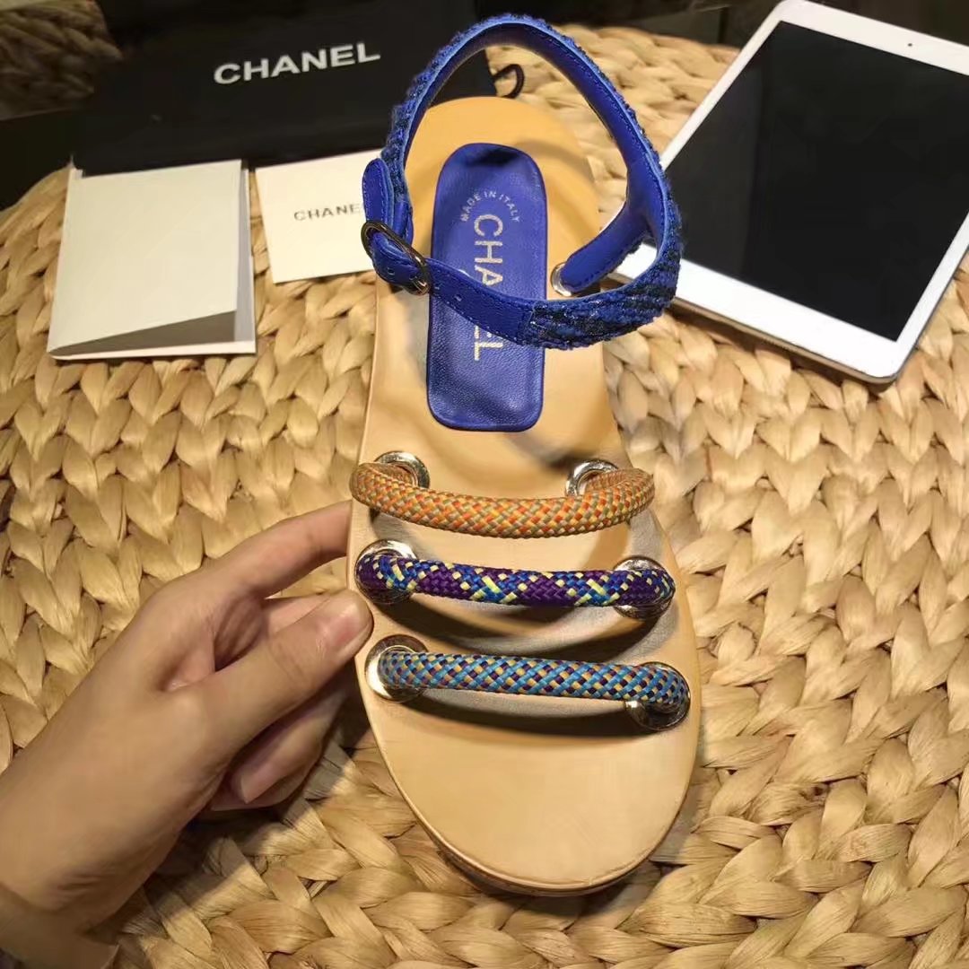 Chanel Sandal Leather CH2143 Blue
