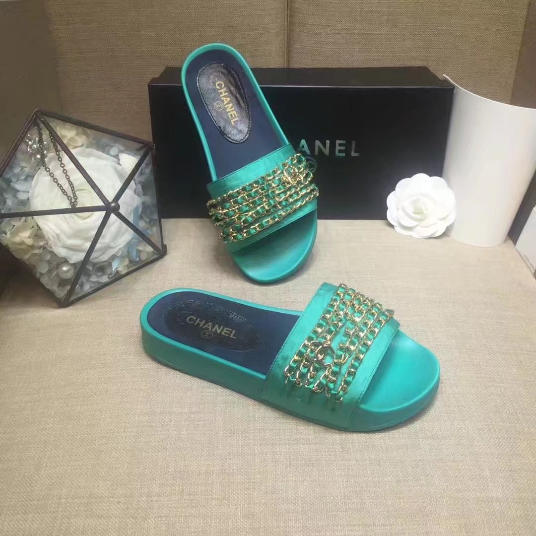 Chanel Slipper Leather CH2149 Green