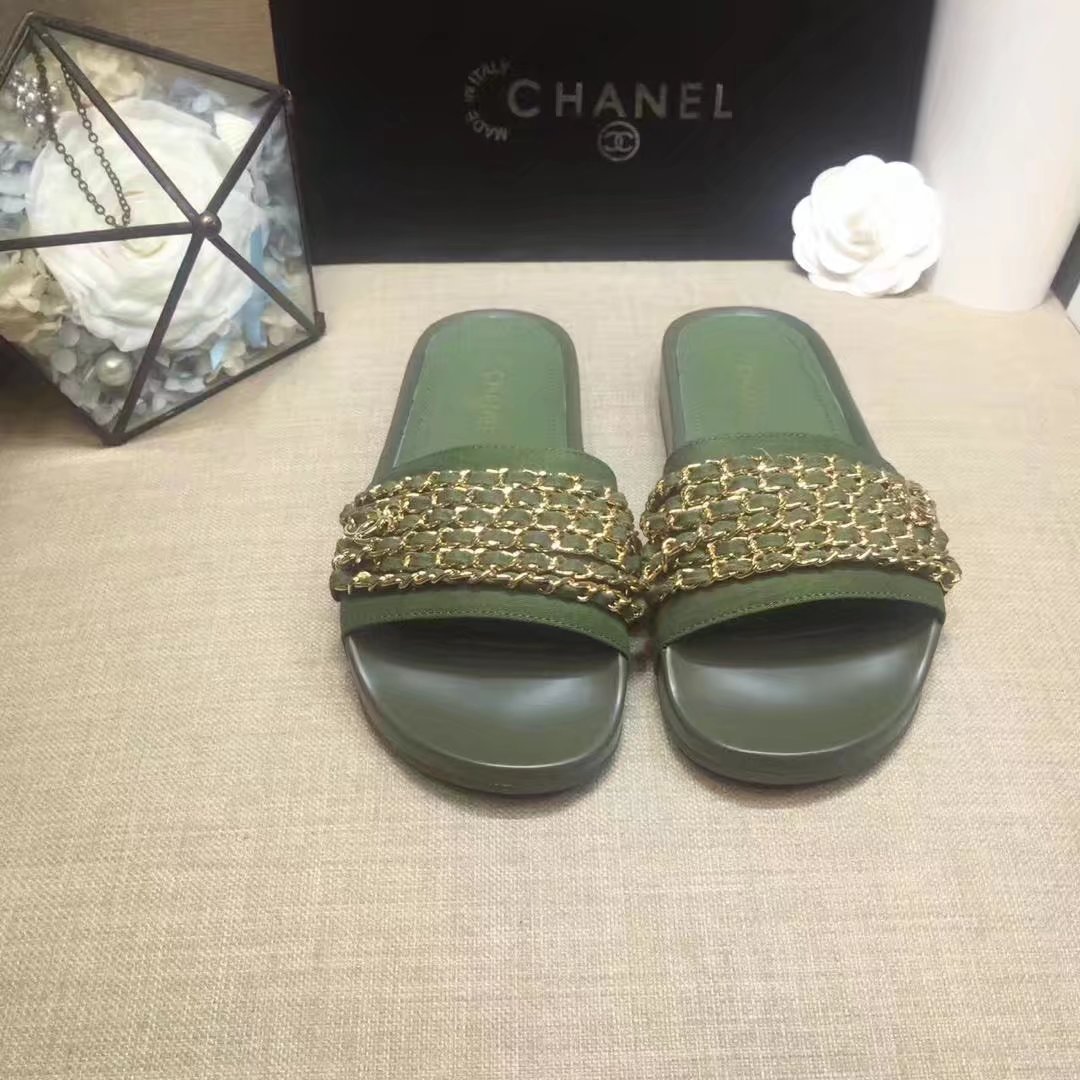 Chanel Slipper Leather CH2149 Light Green