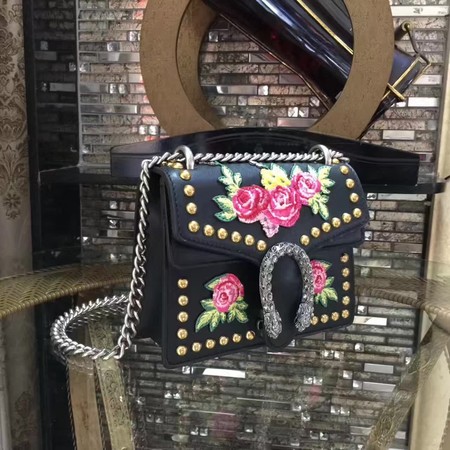 Gucci Dionysus Blooms Original Leather Shoulder Bag 421970 Black