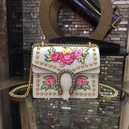 Gucci Dionysus Blooms Original Leather Shoulder Bag 421970 White