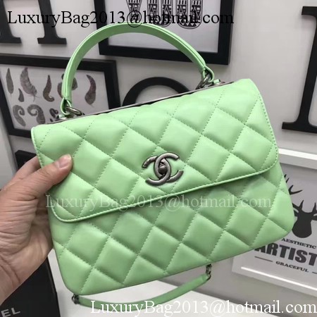 Chanel Classic Top Handle Bag Original Sheepskin Leather A92991 Green