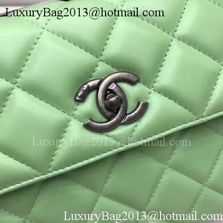 Chanel Classic Top Handle Bag Original Sheepskin Leather A92991 Green