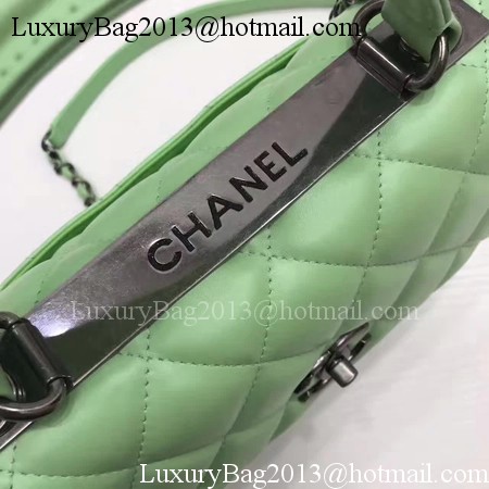 Chanel Classic Top Handle Bag Original Sheepskin Leather A92991 Green