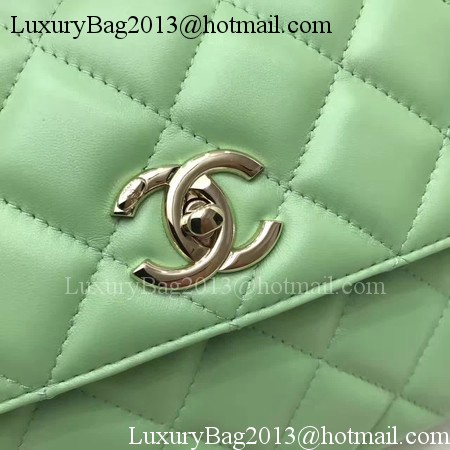 Chanel Classic Top Handle Bag Original Sheepskin Leather A92991 Green