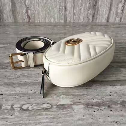 Gucci GG Marmont Quilted Leather Bag 476434 White