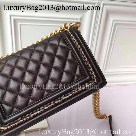 Boy Chanel Flap Shoulder Bag Sheepskin Leather A67085E Black