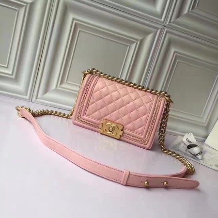 Boy Chanel Flap Shoulder Bag Sheepskin Leather A67085E Pink