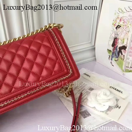 Boy Chanel Flap Shoulder Bag Sheepskin Leather A67085E Red