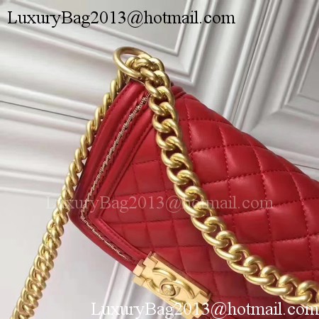 Boy Chanel Flap Shoulder Bag Sheepskin Leather A67085E Red