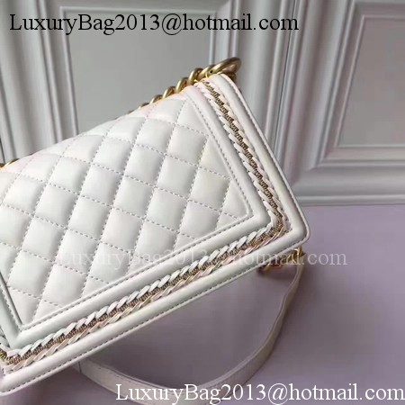 Boy Chanel Flap Shoulder Bag Sheepskin Leather A67085E White