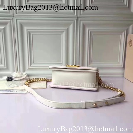 Boy Chanel Flap Shoulder Bag Sheepskin Leather A67085E White