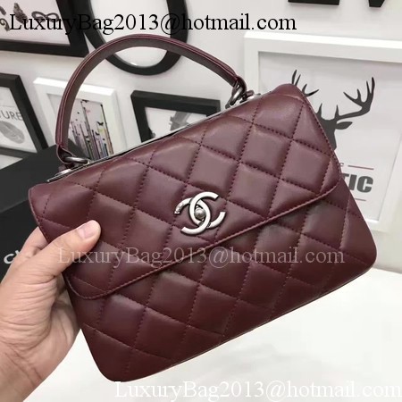 Chanel Classic Top Handle Bag Original Sheepskin Leather A92991 Wine