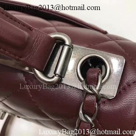 Chanel Classic Top Handle Bag Original Sheepskin Leather A92991 Wine