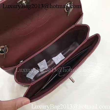 Chanel Classic Top Handle Bag Original Sheepskin Leather A92991 Wine