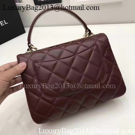 Chanel Classic Top Handle Bag Original Sheepskin Leather A92991 Wine