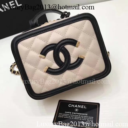 Chanel Cosmetic Bag Original Cannage Pattern A93341 Apricot&Black