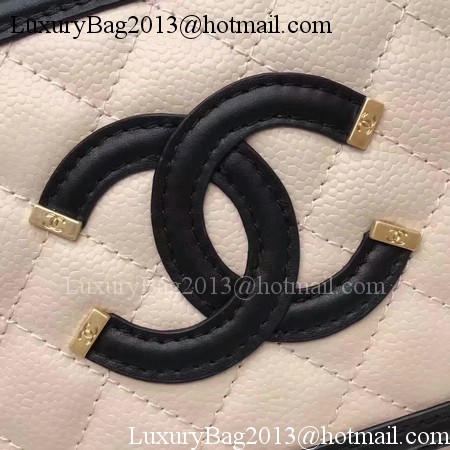 Chanel Cosmetic Bag Original Cannage Pattern A93341 Apricot&Black