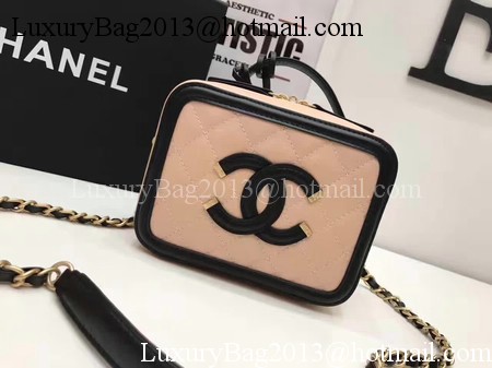 Chanel Cosmetic Bag Original Cannage Pattern A93341 Pink&Black