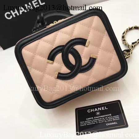 Chanel Cosmetic Bag Original Cannage Pattern A93341 Pink&Black