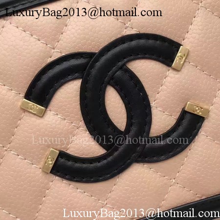 Chanel Cosmetic Bag Original Cannage Pattern A93341 Pink&Black