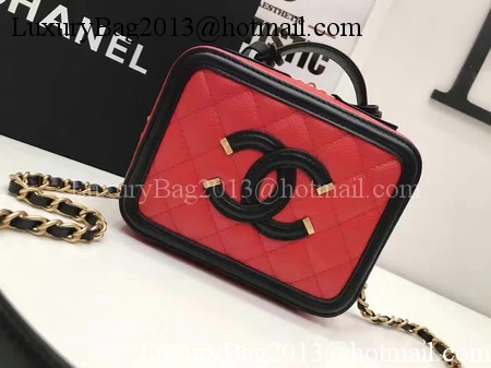 Chanel Cosmetic Bag Original Cannage Pattern A93341 Red&Black