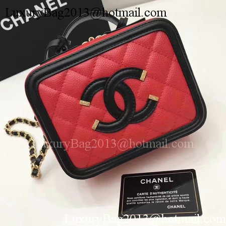 Chanel Cosmetic Bag Original Cannage Pattern A93341 Red&Black