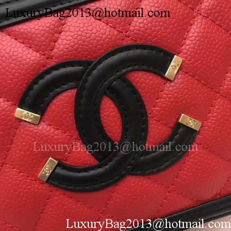 Chanel Cosmetic Bag Original Cannage Pattern A93341 Red&Black