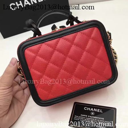 Chanel Cosmetic Bag Original Cannage Pattern A93341 Red&Black