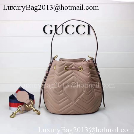 Gucci GG Marmont Quilted Leather Bucket Bag 476674 Apricot