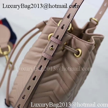 Gucci GG Marmont Quilted Leather Bucket Bag 476674 Apricot