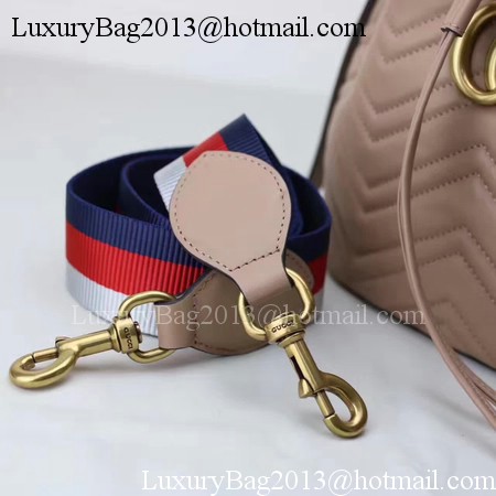 Gucci GG Marmont Quilted Leather Bucket Bag 476674 Apricot