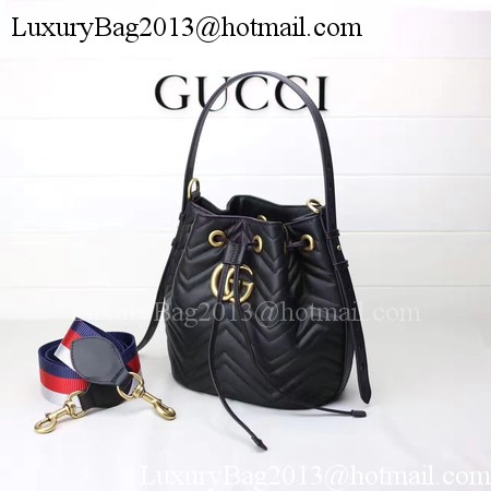 Gucci GG Marmont Quilted Leather Bucket Bag 476674 Black