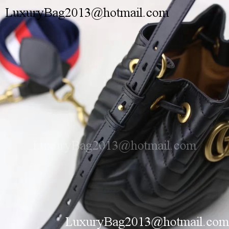 Gucci GG Marmont Quilted Leather Bucket Bag 476674 Black