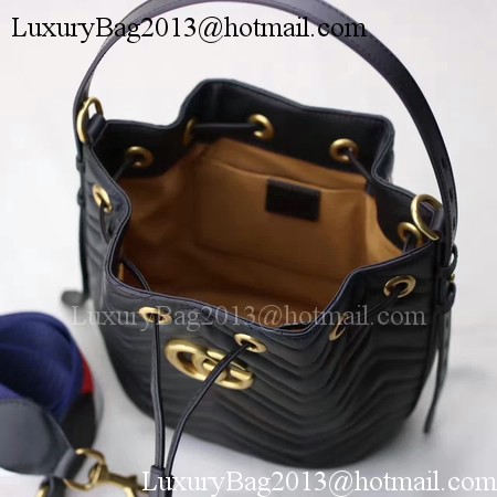 Gucci GG Marmont Quilted Leather Bucket Bag 476674 Black