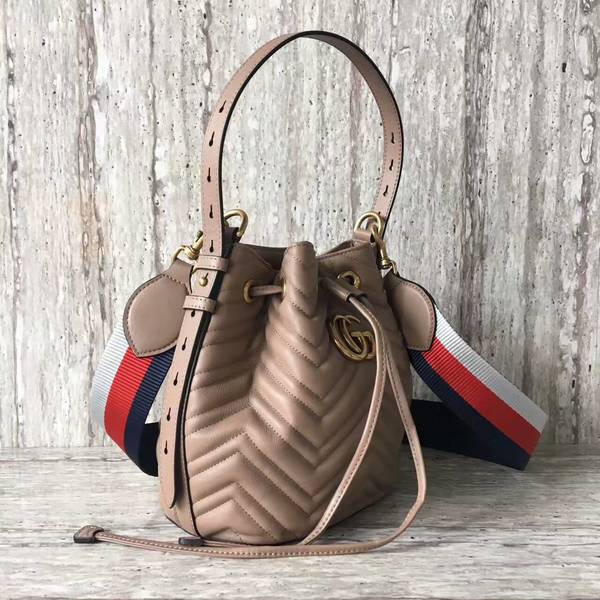 Gucci GG Marmont Quilted Leather Bucket Bag 476674 Camel