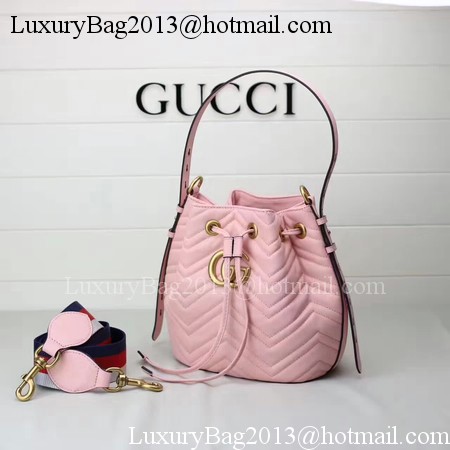 Gucci GG Marmont Quilted Leather Bucket Bag 476674 Pink