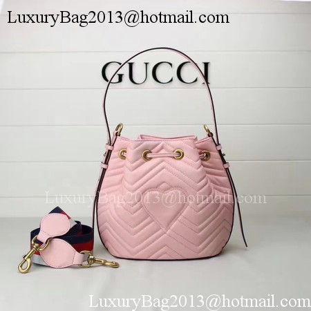 Gucci GG Marmont Quilted Leather Bucket Bag 476674 Pink