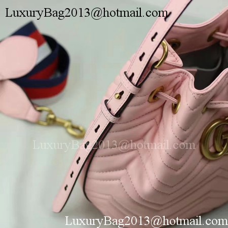 Gucci GG Marmont Quilted Leather Bucket Bag 476674 Pink