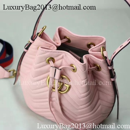 Gucci GG Marmont Quilted Leather Bucket Bag 476674 Pink