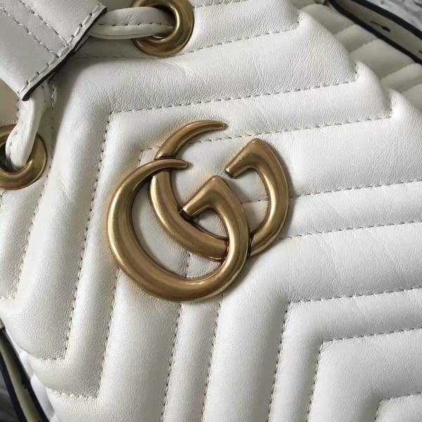 Gucci GG Marmont Quilted Leather Bucket Bag 476674 White