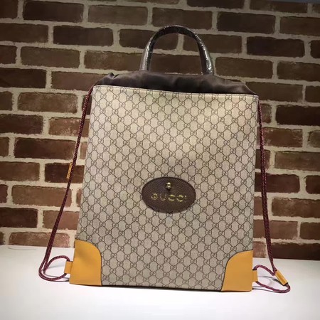 Gucci GG Supreme Drawstring Backpack 473872 Yellow