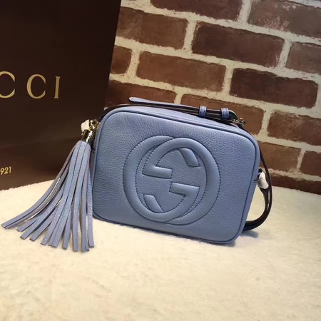 Gucci Soho Metallic Leather Disco Bag 308364 Blue