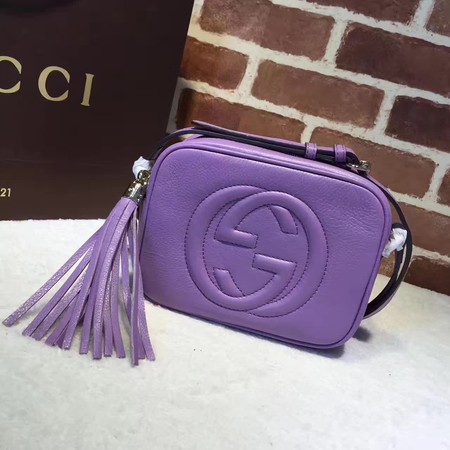 Gucci Soho Metallic Leather Disco Bag 308364 Purple