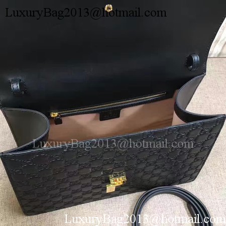 Gucci Sylvie Leather Top Handle Bag 431665 Black&Rose