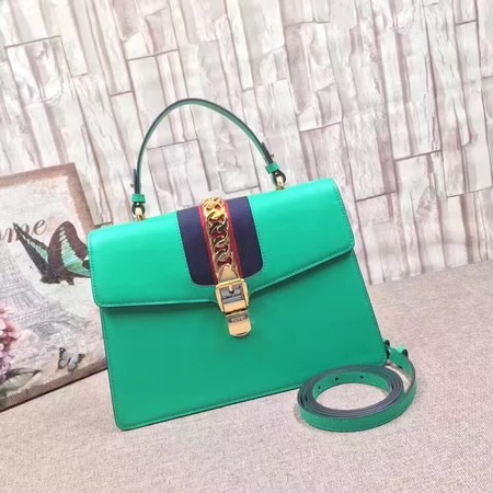 Gucci Sylvie Leather Top Handle Bag 431665 Green