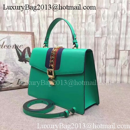 Gucci Sylvie Leather Top Handle Bag 431665 Green