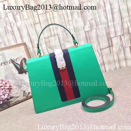 Gucci Sylvie Leather Top Handle Bag 431665 Green