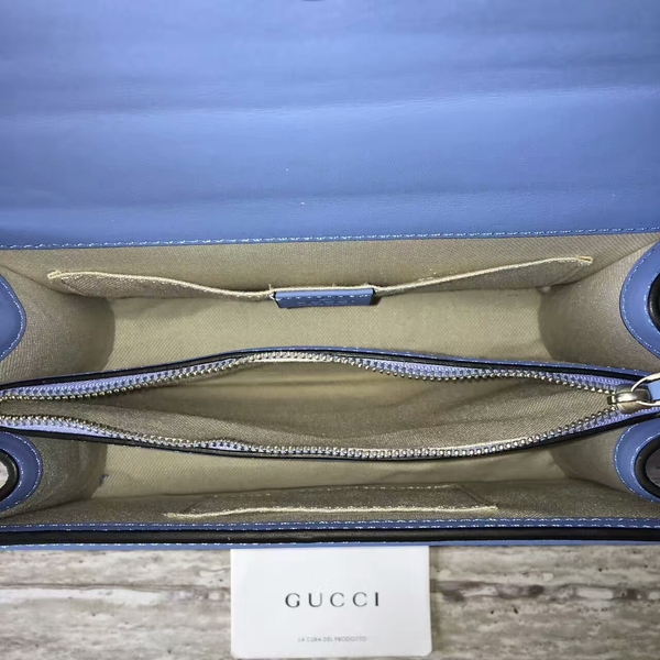Gucci Now Bamboo Smooth Leather Top Handle Bag 448075 Blue