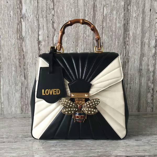 Gucci Queen Margaret Top Handle Bag 476664 Black&White